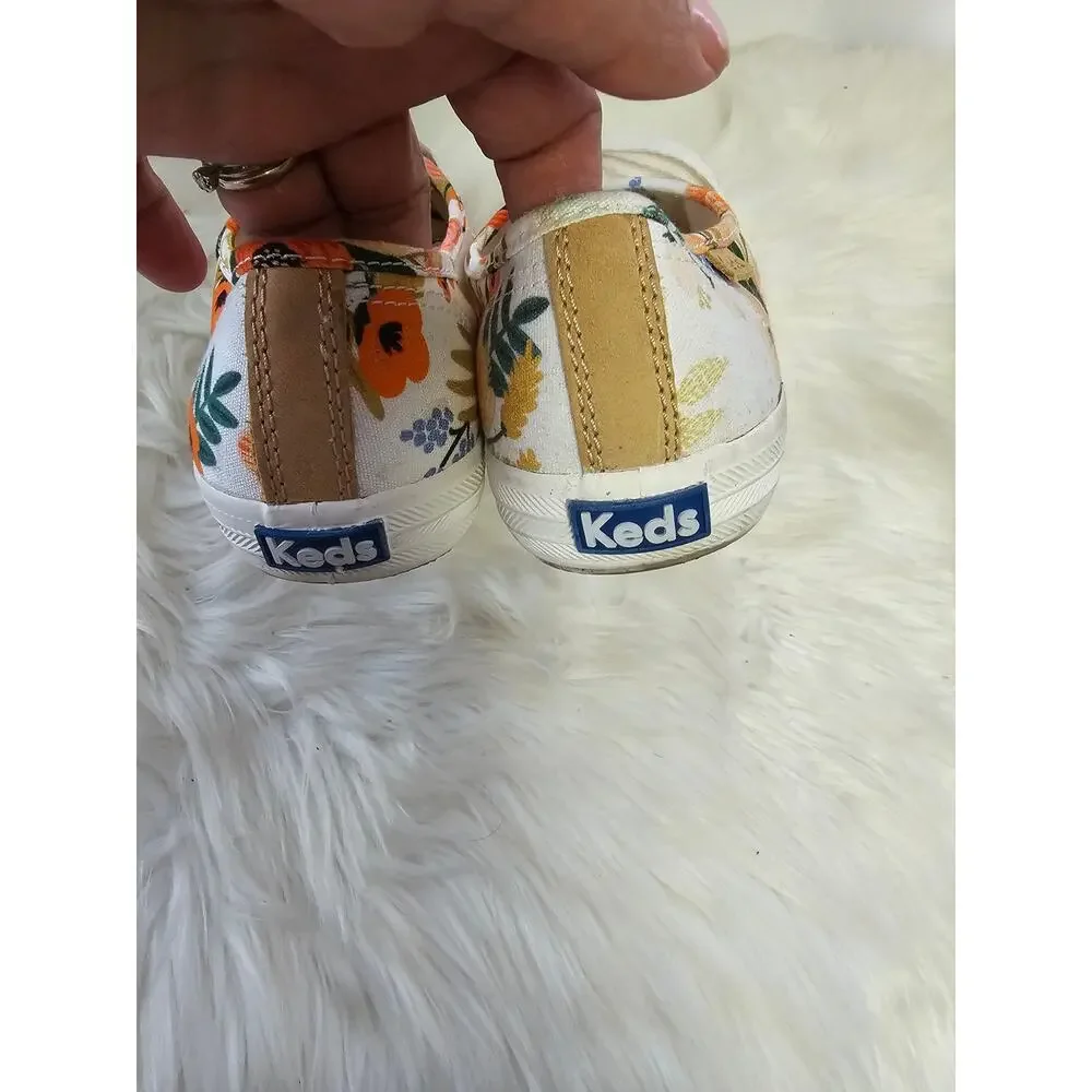 Keds Rifle Paper CO Lively Champion White Floral 9 Midium Women's 114046 - Picture 4 of 7